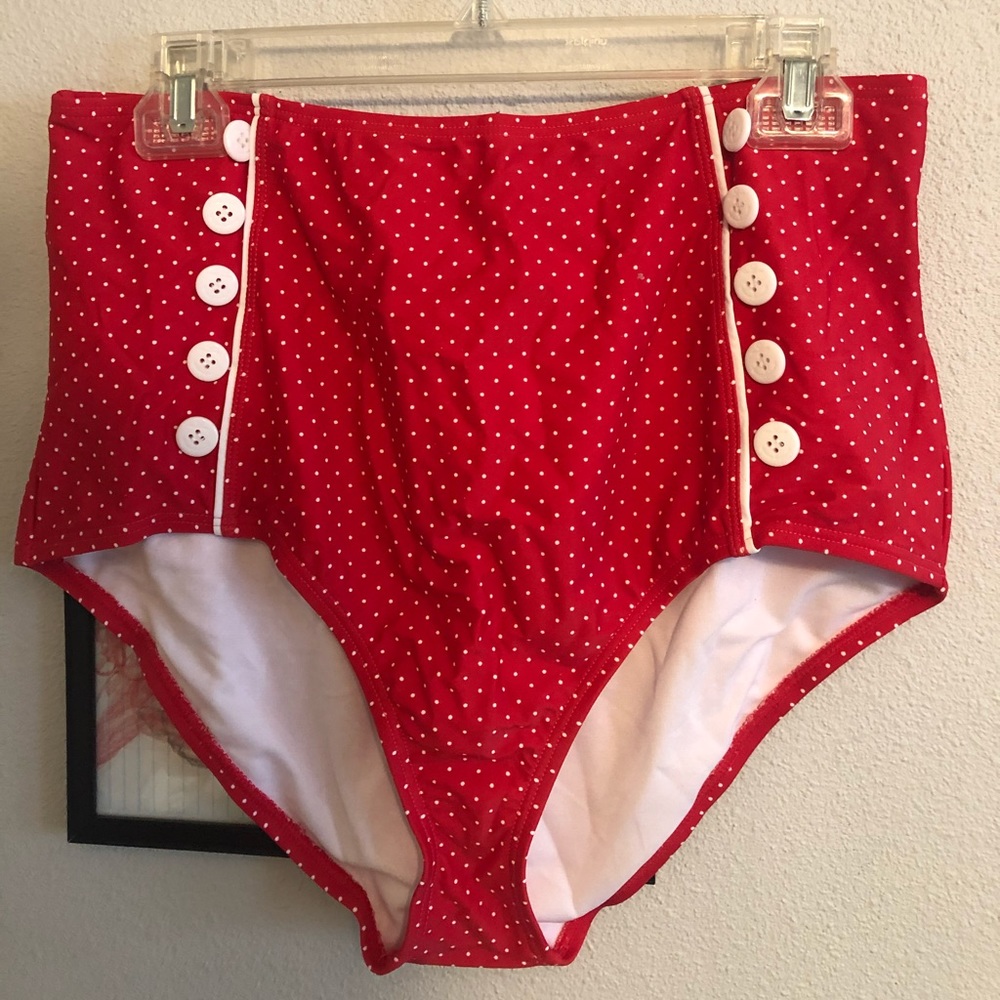 Forever 21 red and white polka dot bikini bottoms